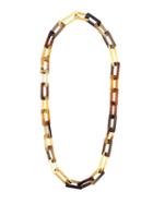 Maiyet Horn & Gold Link Medium Necklace, Women's, Brown, Gold Plated Brass/buffalo Horn