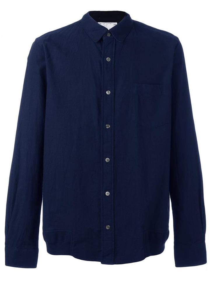 Sacai Contrast Hem Shirt, Men's, Size: 4, Blue, Cotton/polyester