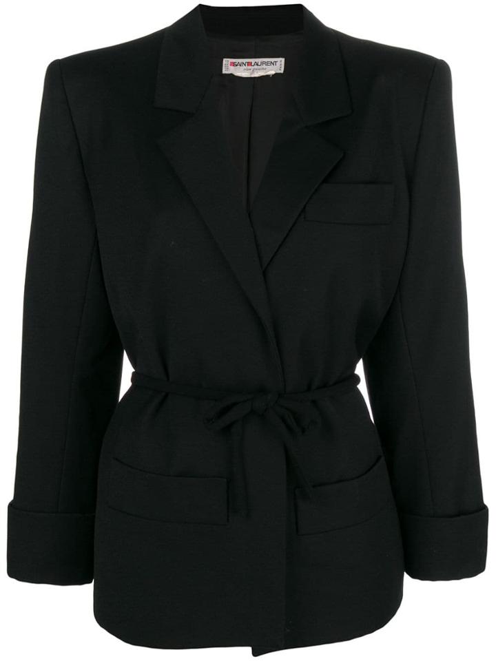 Yves Saint Laurent Vintage 1980's Structured Tied Jacket - Black
