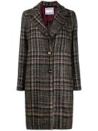 Barba Checked Single-breasted Coat - Brown