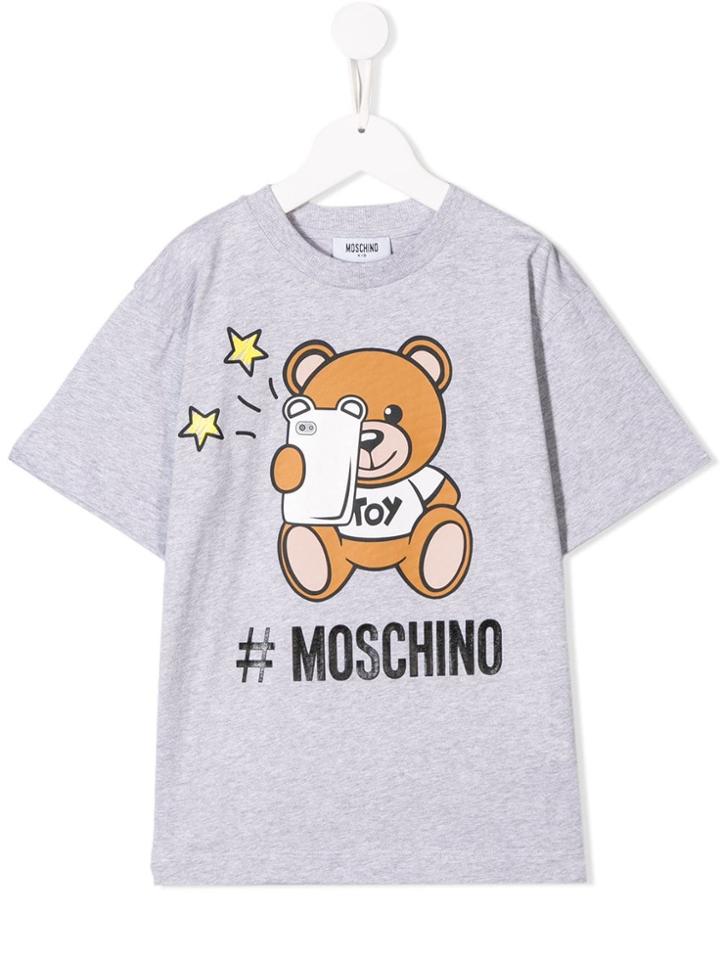 Moschino Kids Teen Logo Bear Print T-shirt - Grey