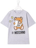 Moschino Kids Teen Logo Bear Print T-shirt - Grey