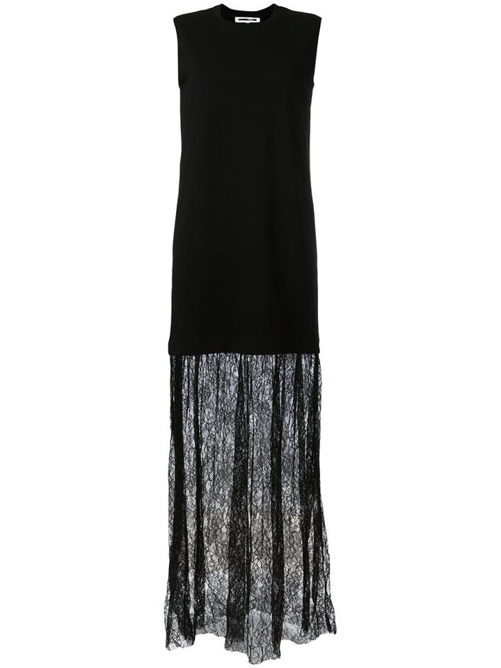 Mcq Alexander Mcqueen Lace Trim Maxi Dress, Women's, Size: Xs, Black, Cotton/polyamide