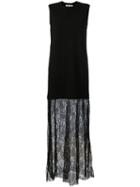 Mcq Alexander Mcqueen Lace Trim Maxi Dress, Women's, Size: Xs, Black, Cotton/polyamide