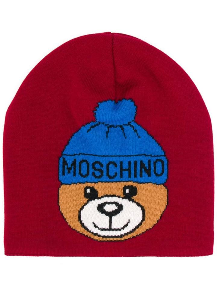 Moschino Teddy Motif Beanie - Red