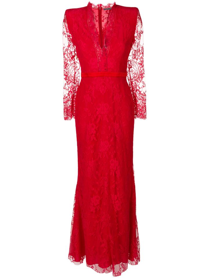 Alexander Mcqueen Lace Evening Dress - Red