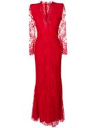Alexander Mcqueen Lace Evening Dress - Red
