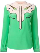 Coach Embellished Rocket Shirt, Women's, Size: 6, Green, Silk