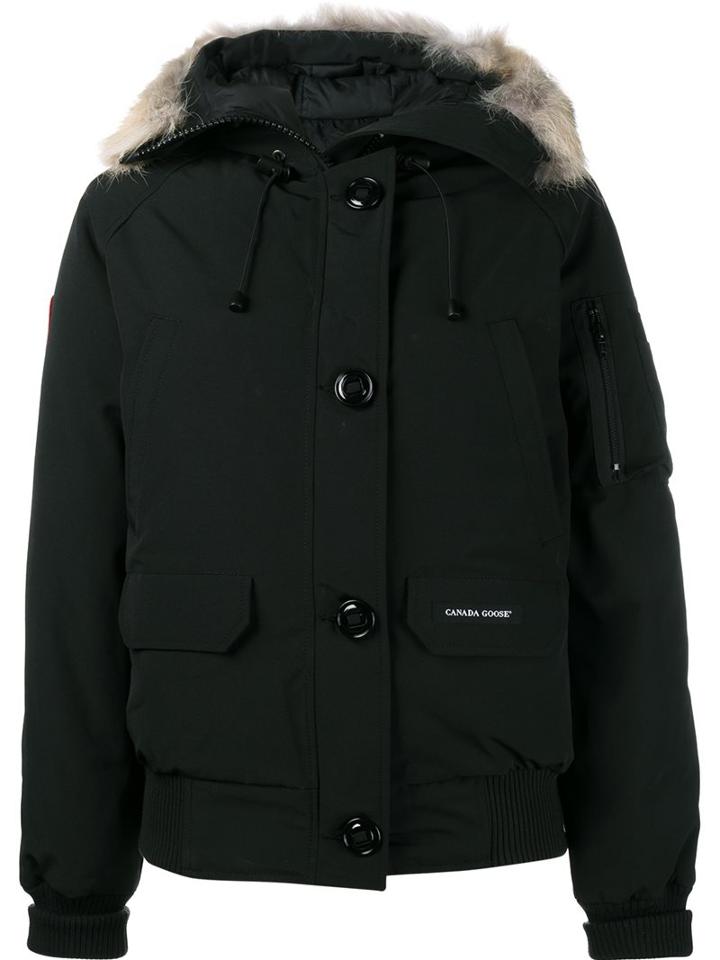 Canada Goose Zipped Hooded Coat, Women's, Size: Xs, Black, Cotton/feather Down/nylon/coyote Fur