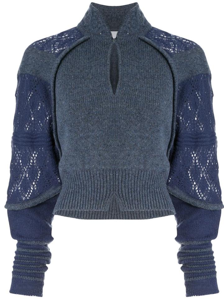 Mame Kurogouchi Contrast Knit Jumper - Blue