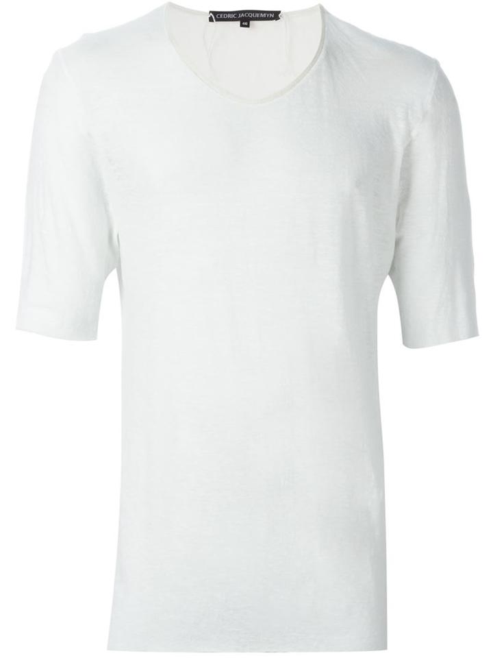 Cedric Jacquemyn 3/4 Sleeve T-shirt, Men's, Size: 48, White, Cotton