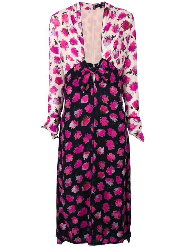 Proenza Schouler Floral Midi Shift Dress - Pink & Purple