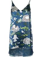 Adam Lippes Floral Print Camisole Top, Women's, Size: 8, Blue, Silk