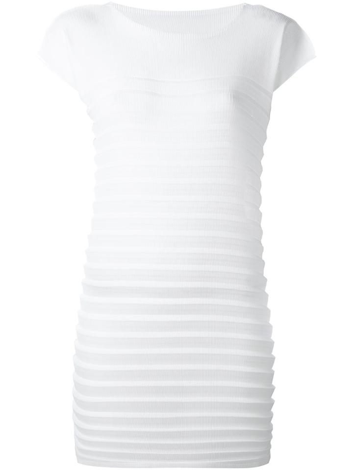 Issey Miyake Cauliflower Pleated Mini Dress, Women's, White, Polyester