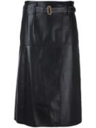 System Panelled Midi Skirt, Women's, Size: Small, Black, Sheep Skin/shearling
