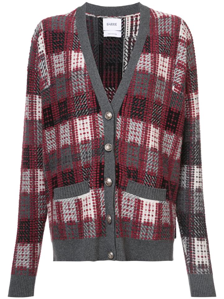 Barrie Checked Oversized Cardigan - Red