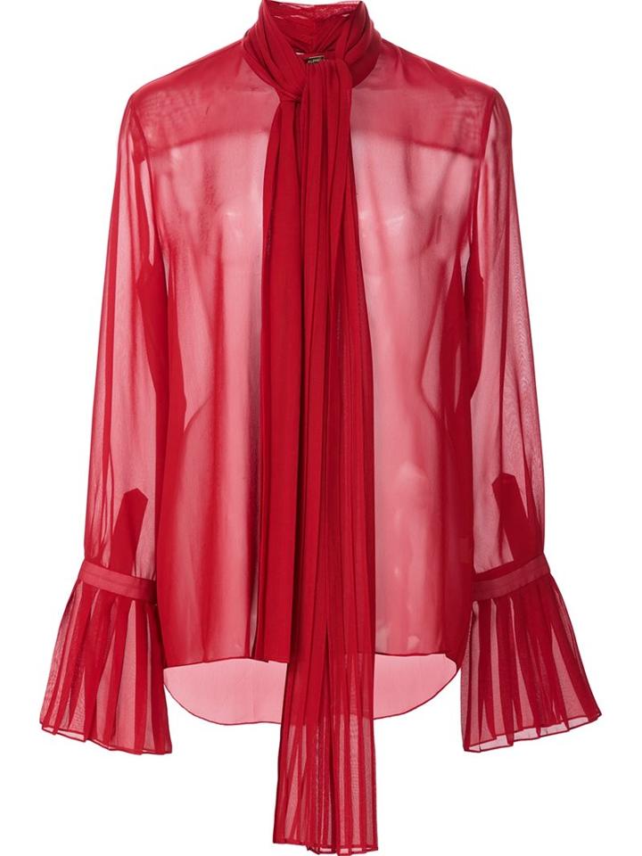 Adam Lippes Ruffle Sleeve Semi Sheer Shirt