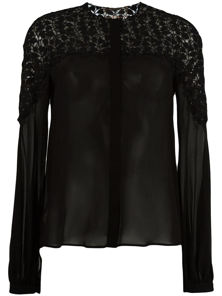 Giambattista Valli Embroidered Blouse, Women's, Size: 46, Black, Silk/polyamide/polyester