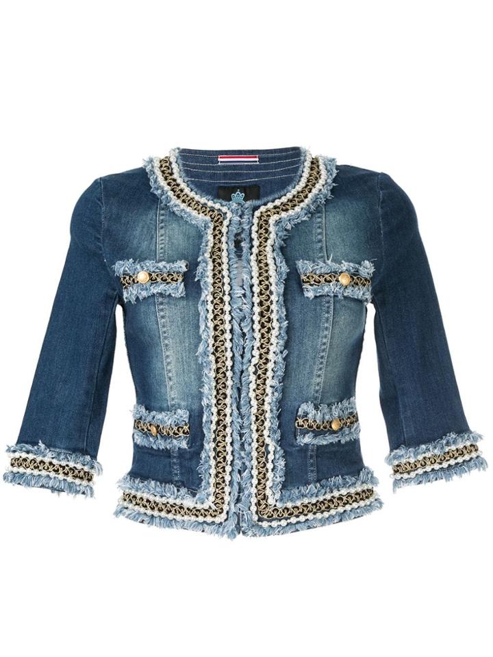 Guild Prime Pearl Embellished Denim Jacket - Blue