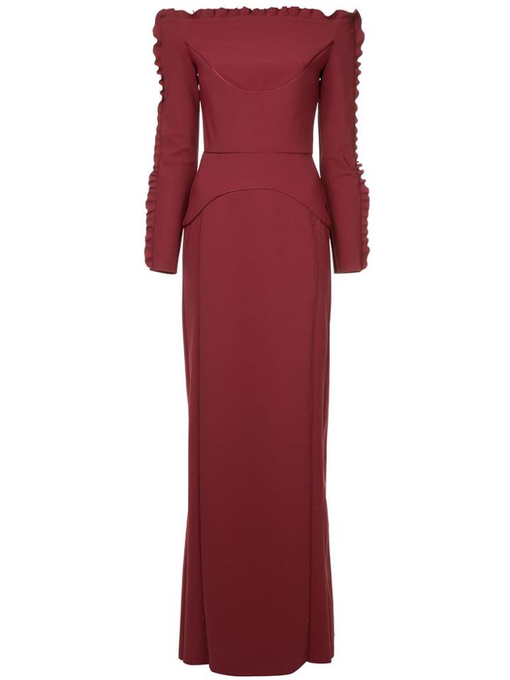 Greta Constantine Off The Shoulder Long Dress - Red