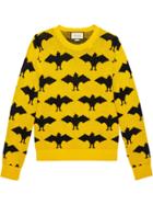 Gucci Bat Jacquard Crewneck Sweater - Yellow & Orange