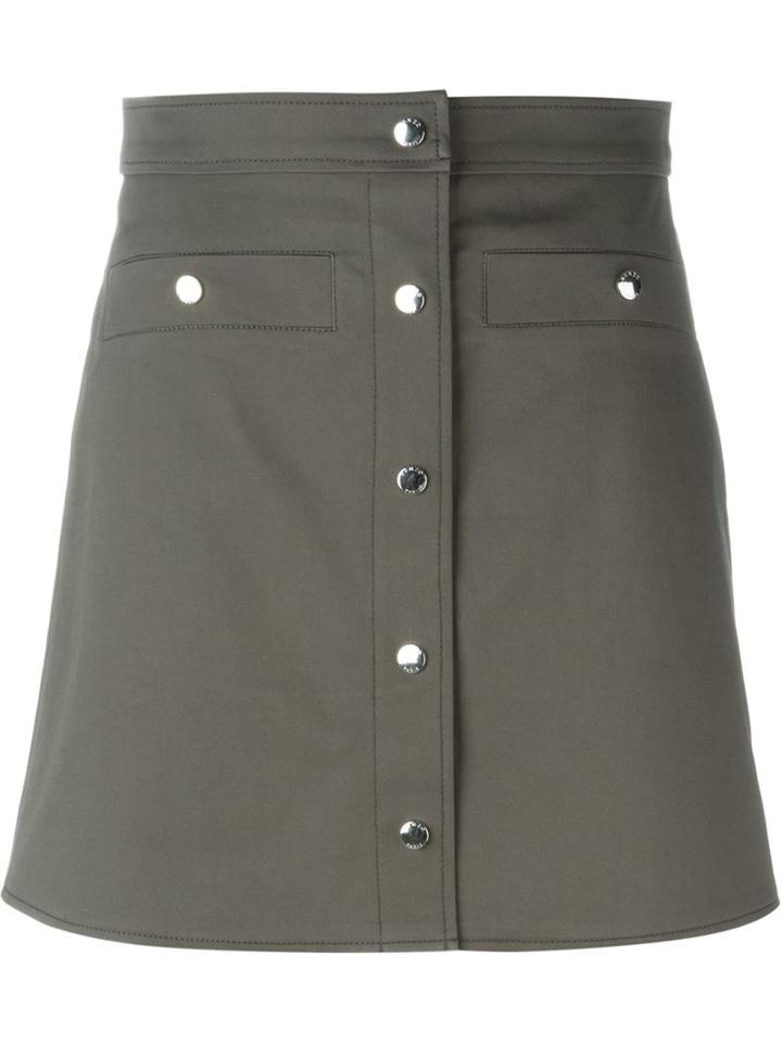 Kenzo A-line Mini Skirt, Women's, Size: 34, Grey, Cotton/polyurethane/polyester