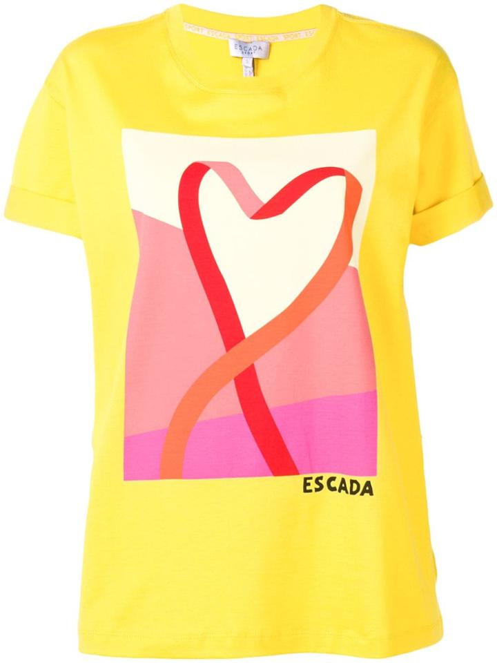 Escada Sport Printed Round Neck T-shirt - Yellow