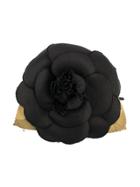 Chanel Pre-owned Satin Camellia Brooch - Black
