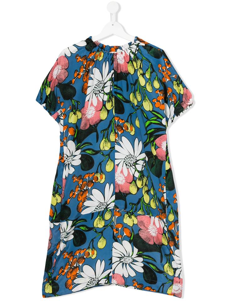 Marni Kids Floral Shift Dress - Blue