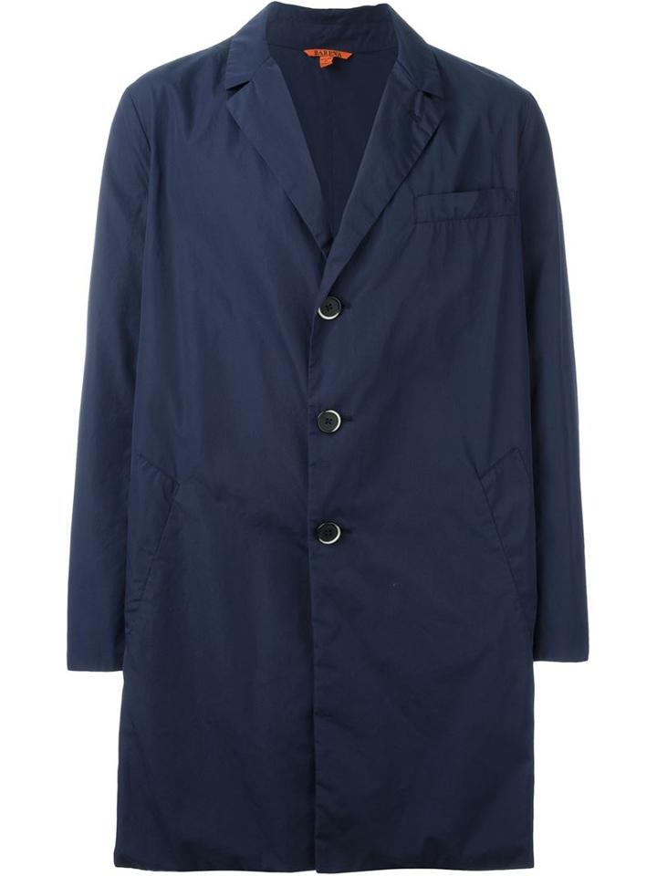 Barena Single Breasted Coat, Men's, Size: 52, Blue, Cotton