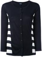 Armani Jeans - Striped Cardigan - Women - Polyester/viscose - 46, Women's, Blue, Polyester/viscose