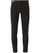 Versace Leather Panel Trousers, Women's, Size: 40, Black, Viscose/polyamide/spandex/elastane/leather