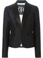 Dsquared2 Cropped Blazer, Women's, Size: 46, Black, Silk/cotton/polyester/wool