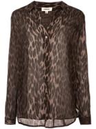 L'agence Leopard Print Fitted Blouse - Green