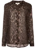 L'agence Leopard Print Fitted Blouse - Green