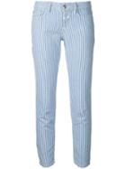 Closed - Striped Crop Jeans - Women - Cotton/linen/flax - 28, Blue, Cotton/linen/flax