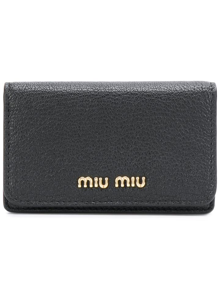 Miu Miu Foldover Logo Wallet - Black