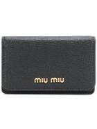 Miu Miu Foldover Logo Wallet - Black