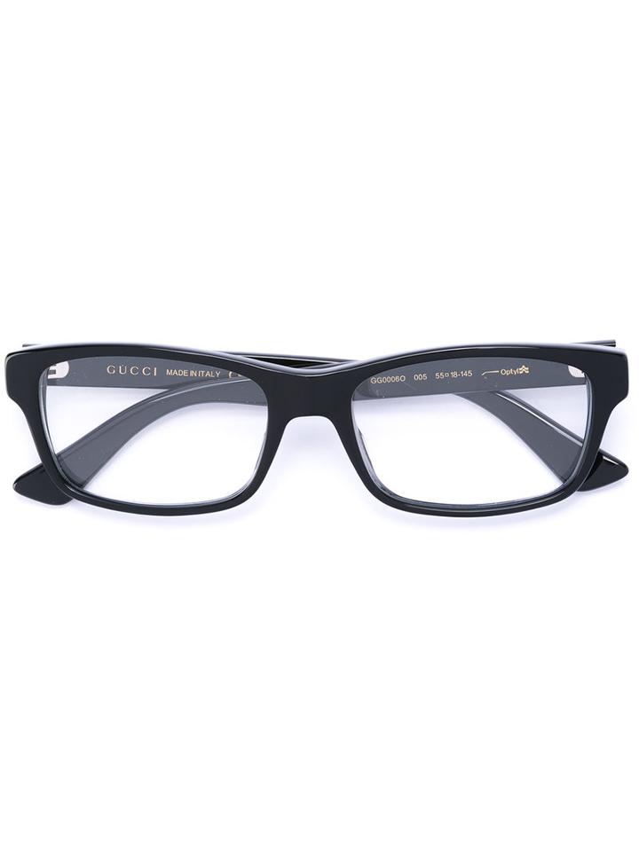 Gucci Eyewear Thick Brim Rectangular Glasses, Black, Acetate