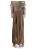 Fabiana Filippi Tulle Pleated Maxi Dress - Brown