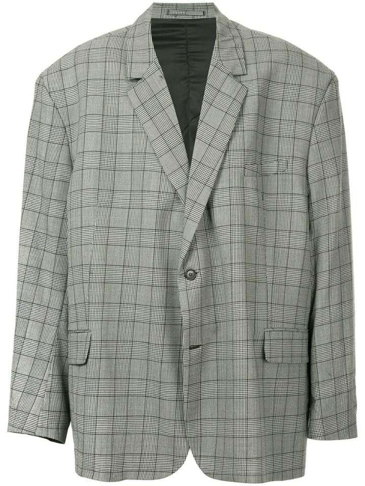 Hed Mayner Oversized Check Print Blazer - Grey