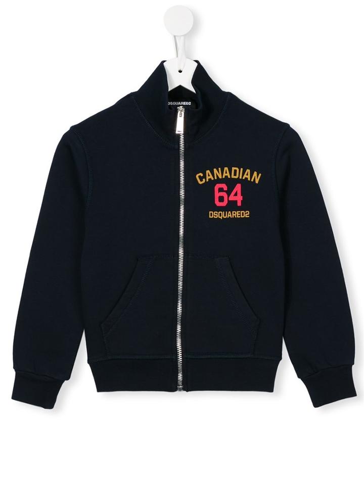 Dsquared2 Kids Logo Zip Front Sweatshirt, Boy's, Size: 6 Yrs, Blue
