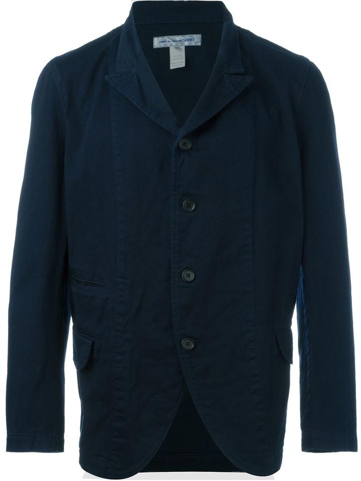 Comme Des Garçons Shirt Back Print Denim Blazer