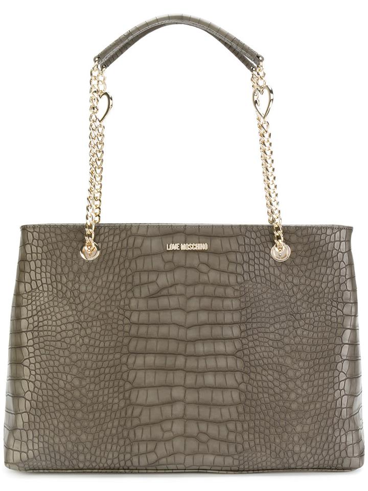Love Moschino - Embossed Leather Tote Bag - Women - Polyurethane - One Size, Grey, Polyurethane