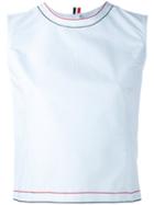 Thom Browne - Oxford Embroidered Sleeveless Top - Women - Silk/cotton - 38, Black, Silk/cotton