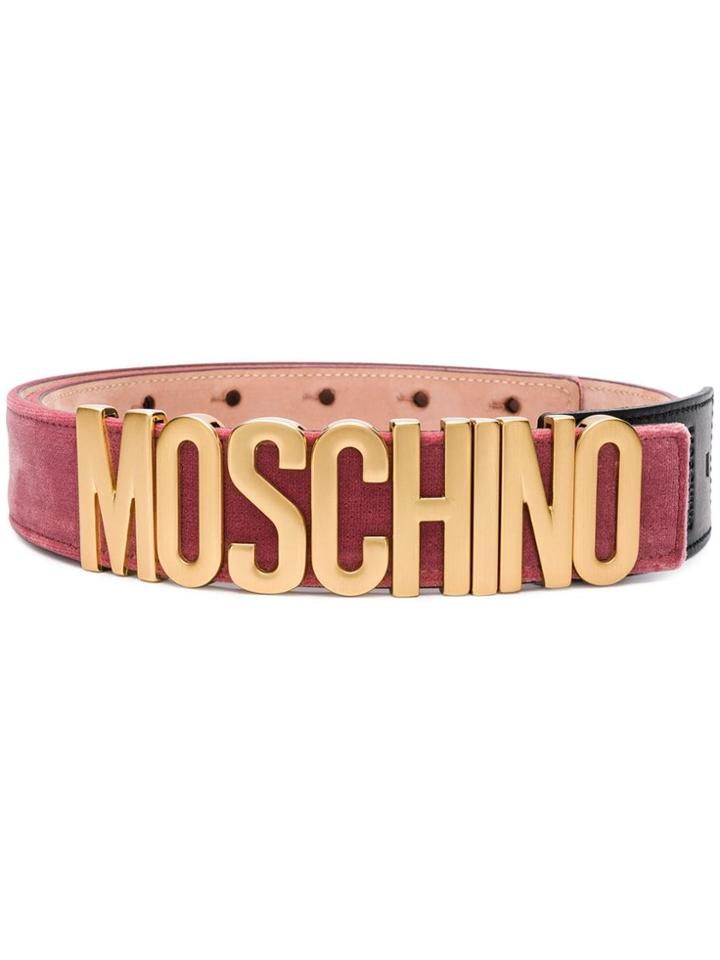 Moschino Adjustable Logo Belt - Pink & Purple