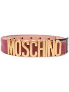 Moschino Adjustable Logo Belt - Pink & Purple