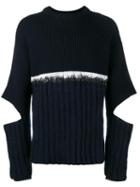 Helen Lawrence Split Sleeve Jumper, Men's, Size: Xl, Blue, Lambs Wool/mohair/wool/polyamide
