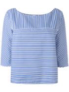 Aspesi Striped Round Neck Top, Women's, Size: 40, Blue, Cotton