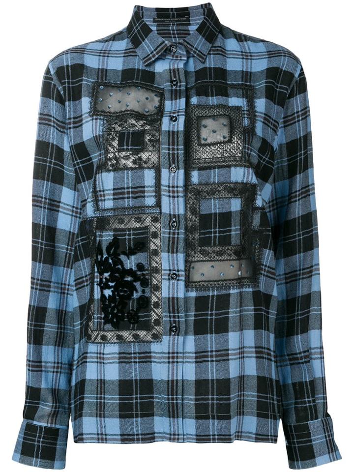 Ermanno Scervino Lace Detail Checked Shirt - Blue